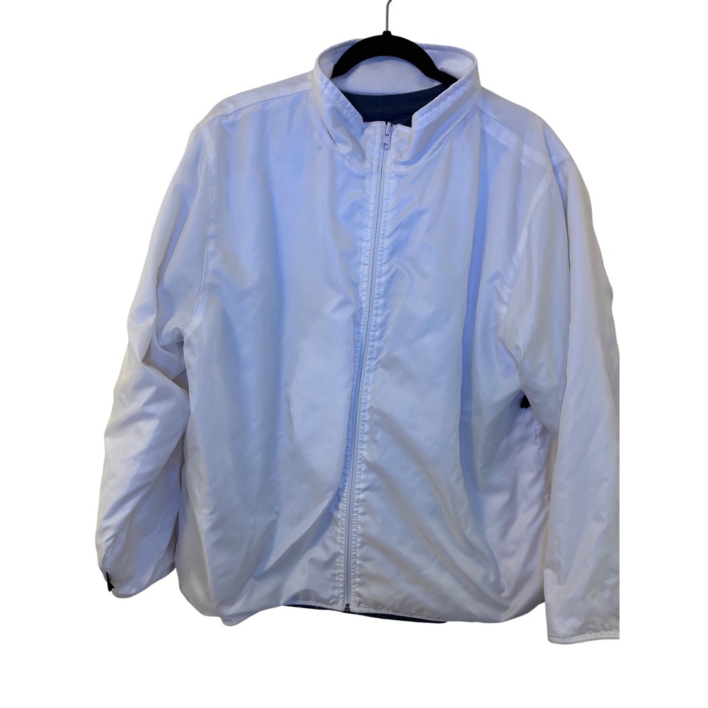 Mens Vintage Reversible Windbreaker Jacket White Full Zip Medium Large